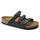BIRKENSTOCK UNISEX Florida Soft Footbed Natural Leather Oiled - Black (Black - Regular Fit)