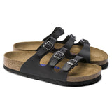 BIRKENSTOCK UNISEX Florida Soft Footbed Natural Leather Oiled - Black (Black - Regular Fit)