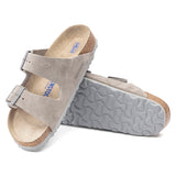 Birkenstock Women's Arizona Soft Footbed Suede Leather (Stone Coin - Regular Fit)