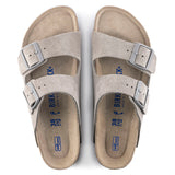 Birkenstock Women's Arizona Soft Footbed Suede Leather (Stone Coin - Regular Fit)