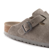 Birkenstock Women's Boston Soft Footbed Suede Leather (Stone Coin - Narrow Fit)