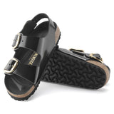 Birkenstock Women's Milano Big Buckle Natural Leather Patent (Black - Narrow Fit)