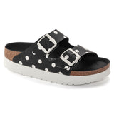 Birkenstock Women's Arizona Platform Birko-Flor (Black White Dots - Narrow Fit)