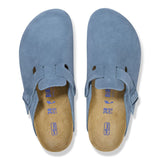 BIRKENSTOCK Women's Boston Soft Footbed Suede Leather (Elemental Blue - Narrow Fit)