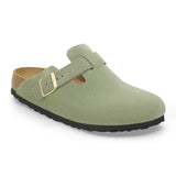 BIRKENSTOCK Women's Boston Soft Footbed Suede Leather (Green Tea - Narrow Fit)