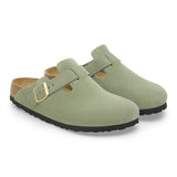 BIRKENSTOCK Women's Boston Soft Footbed Suede Leather (Green Tea - Narrow Fit)