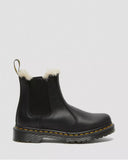 Doc Martens Women's 2976 LEONORE FAUX FUR LINED BURNISHED CHELSEA BOOTS (BLACK BURNISHED WYOMING)