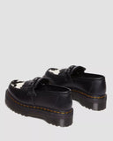 Doc Martens UNISEX ADRIAN SNAFFLE HAIR ON & LEATHER COW PRINT KILTIE LOAFERS (BLACK+COW PRINT SMOOTH+HAIR ON)