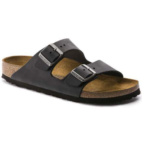 Birkenstock UNISEX Arizona Oiled Leather (Black - Narrow Fit)