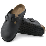 BIRKENSTOCK UNISEX Boston Oiled Leather (Black - Regular Fit)