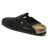 BIRKENSTOCK UNISEX Boston Soft Footbed Suede Leather (Black - Narrow Fit)