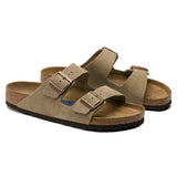 BIRKENSTOCK Women's Arizona Suede Soft Footbed (Taupe - Wide Fit)