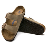 BIRKENSTOCK Women's Arizona Suede Soft Footbed (Taupe - Wide Fit)