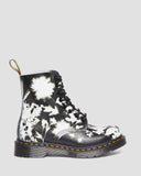 Dr Martens Women's 1460 PASCAL FLORAL SHADOW LEATHER LACE UP BOOTS (Black + White Floral Shadow Backhand)
