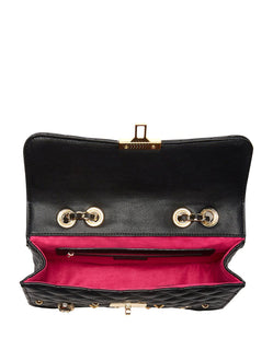 Ginny Black Leather and Shearling Crossbody Bag